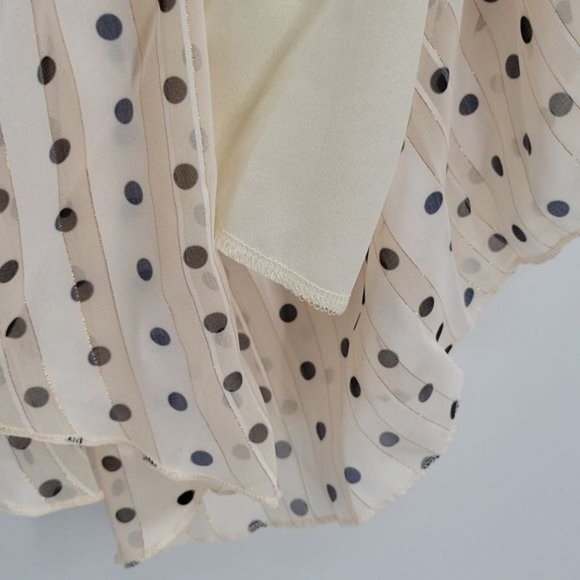 OPT Free People Tiered Dress Ivory Black Polka Dot Metallic Stripe - Picture 8 of 13